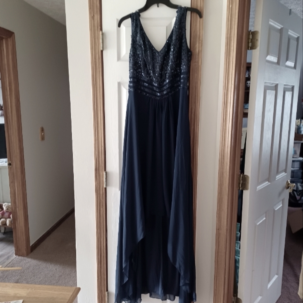 Navy elegant hi-low evening dress